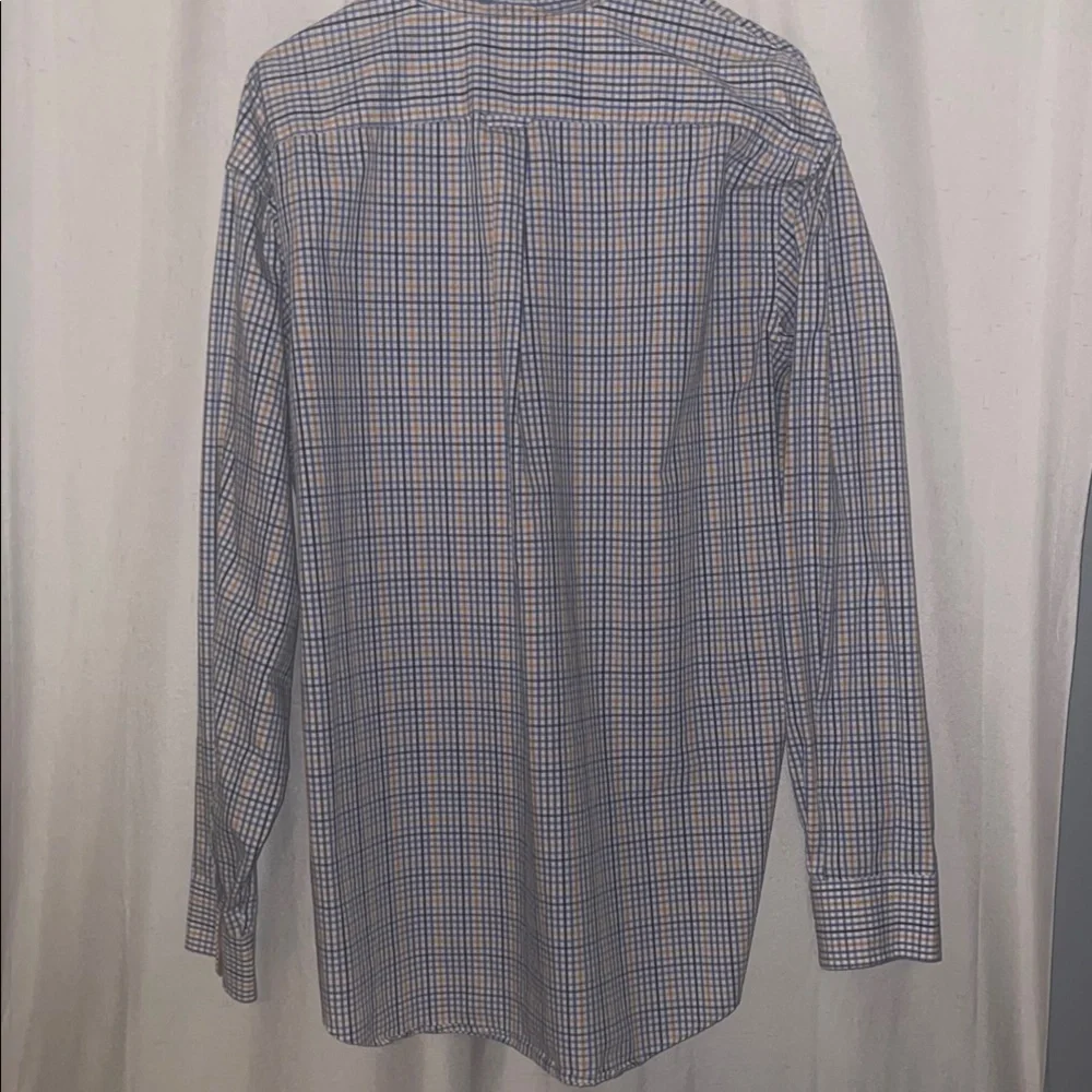 IZOD Men's Blue and White Checkered Shirt - Picture 3 of 3